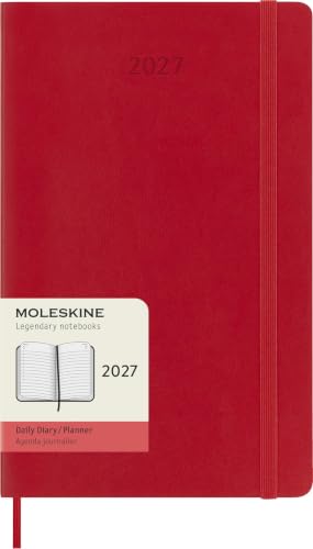 Agenda Diaria 2027 Moleskine roja de tapa blanda en formato grande L