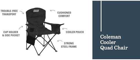 Coleman Portable Camping Chair with 4-Can Cooler, Cushioned Seat & Back with Side Pockets & Cup Holder, Carry Bag Included, Great for Camping, Tailgating, Firepits, Patio, & More — view 7