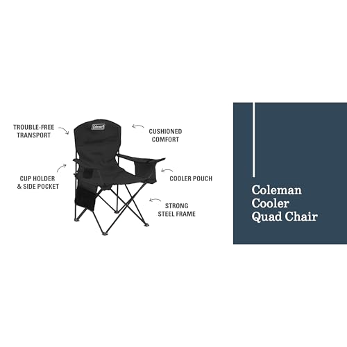 Coleman Portable Camping Chair with 4-Can Cooler, Cushioned Seat & Back with Side Pockets & Cup Holder, Carry Bag Included, Great for Camping, Tailgating, Firepits, Patio, & More - image 8