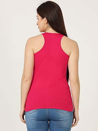 Image of FLEXIMAA Women's Cotton Plain Round Neck Sleeveless T-Shirt