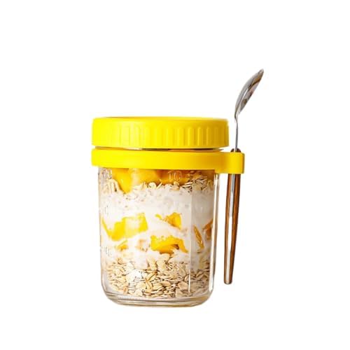 WHISKET Overnight Oats Containers with Lids-Mason Jars Overnight Oats - Overnight Oats Container Glass - Oatmeal Container - Chia Pudding Jars with Lids (Yellow) (B0CGLGTT4R) Amazon Price History, Amazon Price Tracker