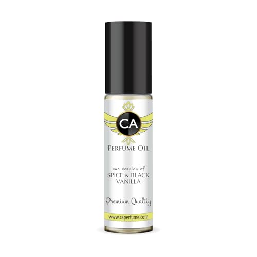 CA Perfume Originals Spice &amp; Black Vanilla for Men Perfume Oil Vanilla Scent Long Lasting Cologne for Men Travel Size TSA Ready Mini Parfum Body Oil Roll-on 0.33 Fl Oz 10ml