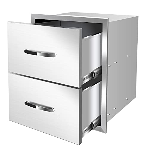 Kodom Outdoor Kitchen Drawers Stainless Steel, Flush Mount Bbq Drawers With Handles Double Access Bbq Island Drawers For Outdoor Kitchens Or Patio Grill Station (18''W X 23''H X 23''D) #TOP7