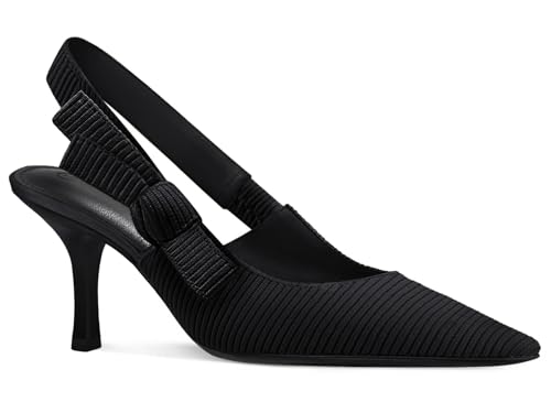 Image of Coutgo Womens Slingback Kitten Heels Closed Pointed Toe Bowknot Knitted Slip On Work Pumps Dress Shoes