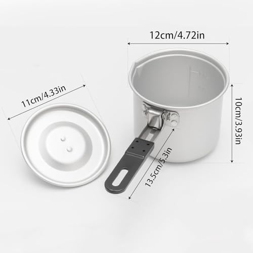 Olla de camping de aluminio resistente y antiadherente con asa plegable de 770ml 3