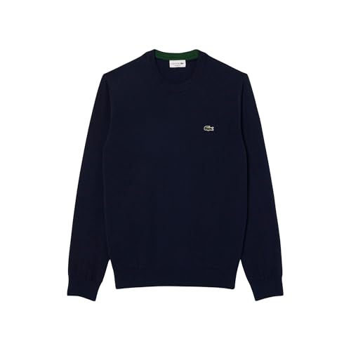 Lacoste Herren Langarm Rundhalsausschnitt Baumwolle Jersey Pullover Kern, Marineblau, Mittel – Ansicht 5