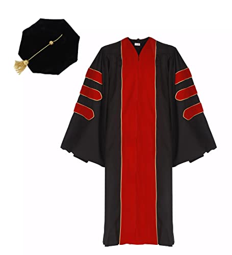Vestido de graduación doctoral Ariro rojo evita arrugas para profesores unisex
