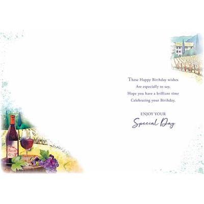 Biglietto Compleanno Donna – Design Con Flute Champagne E Lamina Di Rame Goffrata – Words 'n' Wishes, 193x147 Mm, Ecologico, Con Busta