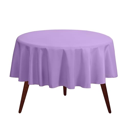 Gee Di Moda Round Tablecloth - 108 Inch Lavender Round Table Cloth for 48 to 72 Inch Round Tables - Heavy Duty Washable Fabric - for Buffet Table, Holiday Party, Dinner, Wedding & Baby Shower