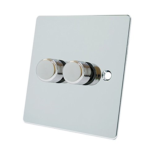 Alliance Electrical FPC2GDIM40 10 A 400 W 2 Gang 2 Way Flat Dimmer Switch - Polished Chrome