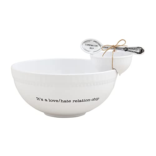 Mud Pie Melamine Chip And Dip Bowl, White, 4 1/2" X 11" Dia #TOP29