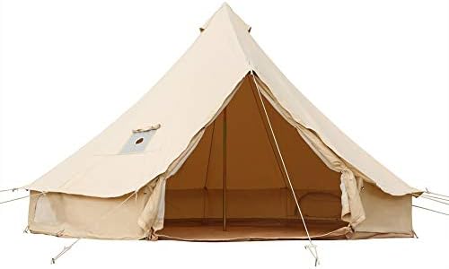 Yurtent Luxury All Season 4M Bell Tent with 5'' Stove Jack,Fire Retardant Canvas Yurt Tent Included Zippered Floor for 4-6 Person Camping