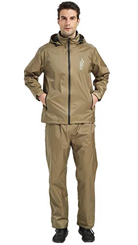 Rain Suit for Men Waterproof Hooded Raincoat 2 Pieces Rain Gear Lightweight Rainwear Fishing Camping Golf Rain Jacket