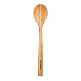 3 Pack KitchenAid Bamboo Solid Spoon: Light Brown Wooden Cooking & Mixing Spoon, 12.8 Length, Hand Wash