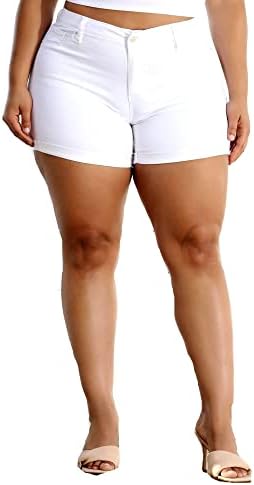 BEE & CECI Jack David Women's Premium Plus Size Denim Jeans Twill Short Solid Colors Stretch Sorts