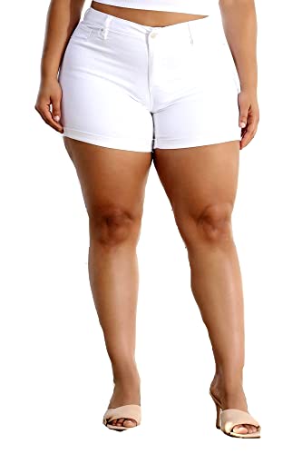 Bee & Ceci Jack David Women's Premium Plus Size Denim Jeans Twill Short Solid Colors Stretch Sorts #TOP23