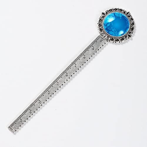 Metal Bookmark Ruler Silver Sky Blue #TOP1