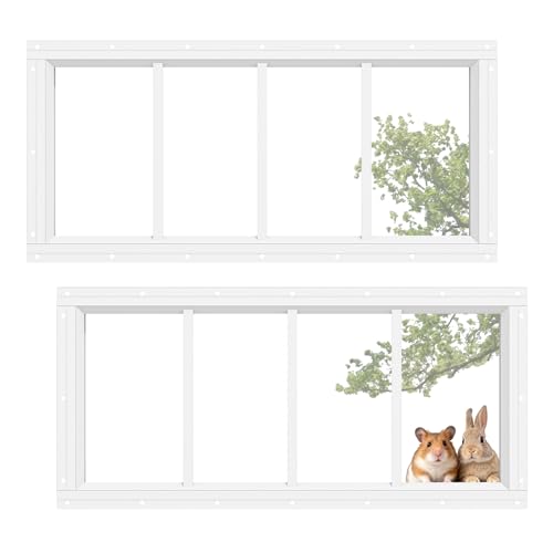 Shed Transom Windows 10''x23'' Flush Mount Tempered Glass Fixed Windows, Small House Windows for Chicken Coop, Playhouse, Garage, Barn, Outdoor Building Replacement Windows-2 Pack