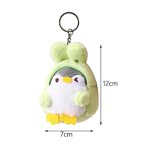 RNXRZANK Porte-clés Pingouin Peluche Pendentif Mignon Poupée Sac Animaux Farcis Jouet Drôle Décoration Suspendue Adapté à Cadeau Bureau, Oreille longue verte – vue 3