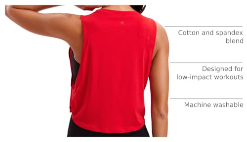 Image of CRZ YOGA Pima Cotton Dropped Armhole Tank | Workout, Naturally Soft, Loose Fit, Crop, Crewneck, Knotted Sides, Sleeveless Tops for Women