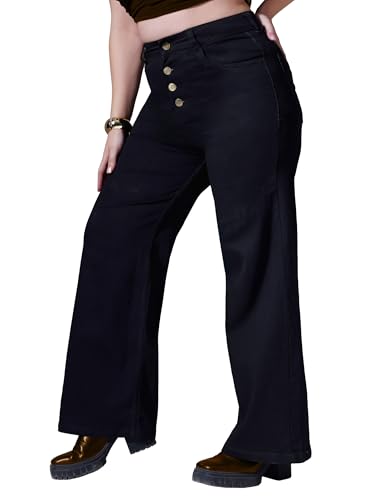 Image of Miss Chase A+ Women's Wide-Leg High Rise Regular-Length Stretchable Denim Jeans