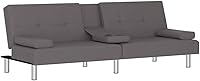 Vista 4 de Sectional Couch Pull Out Couch, Sofa Bed with Cup Holders Gray Faux Leather