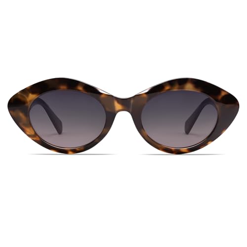 Image of VANLINKER Polarized Trendy Thick Oval Round Sunglasses for Women Retro Shades VL9825