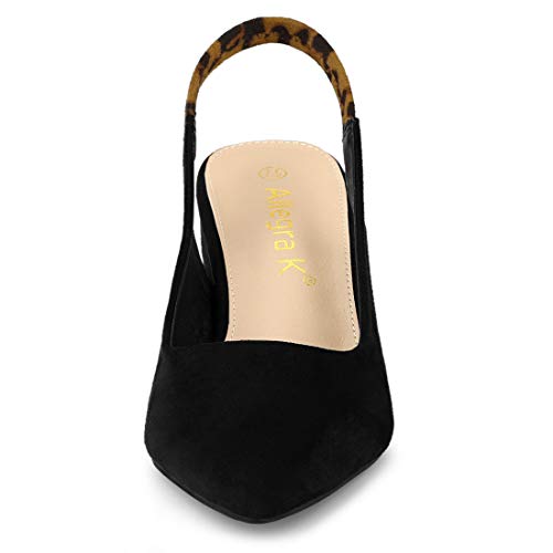 Allegra K Women's Pointed Toe Block Heel Pumps Black Slingback Heels - 8.5 M Us #TOP2