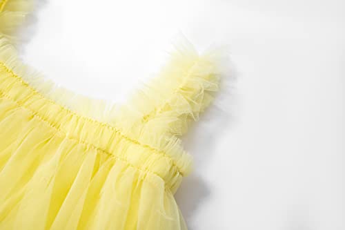 Lzh Baby Girls Layered Dress Tulle First Birthday Dresses For Girls Toddler Princess Sleeveless Tutu Dress Yellow #TOP2