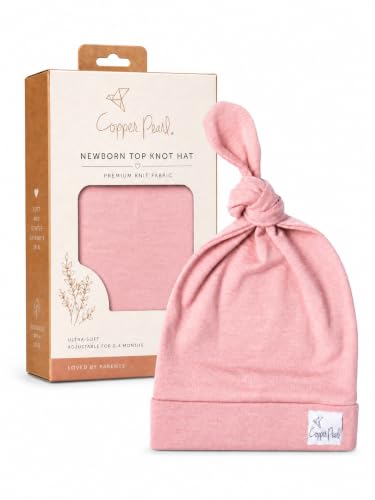 Image of Copper Pearl Baby Beanie Hat Top Knot Stretchy Soft Darling