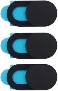 Webcam Cover (3 Pack) - Ultra Thin 0.03 inch Laptop Camera Cover Slide - Protects Privacy & Security - Compatible with MacBook, Laptop, iPad, Tablet, Smartphone - Black (Black, 1 Set)