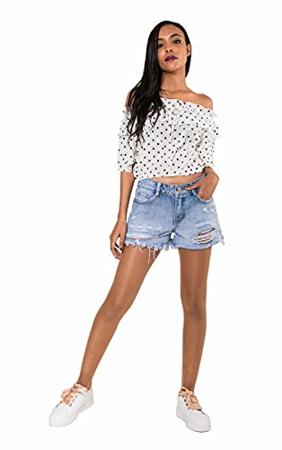 Nina Carter R577 Korte jeans voor dames, denim, korte broek, used look - Image 6
