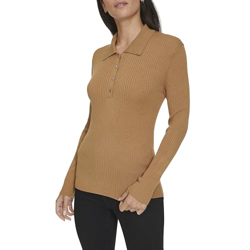 Calvin Klein Women's Long Sleeve Collar Button Up Sweater3