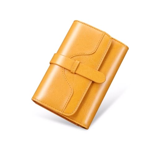 Portafogli piccoli in vera pelle da donna bloccanti Fermasoldi Porta carte aziendali Organizzatori di denaro Color: Yellow