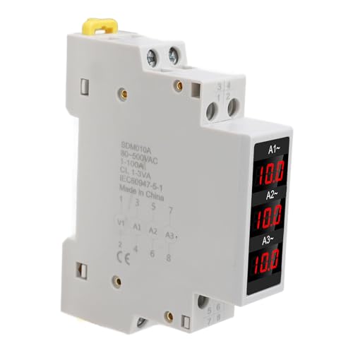 Drei-Phasen-Amperemeter, Digitales DIN-Schienen LED-Anzeigegerät, 3 Sensoren, AC 80-500V, 1-100A, 3 Phasen