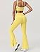 OMEWEE Yoga sets for women 2 piece Fashion contrasting lines Sports Bra and High Wasit Split hem Flared Leggings light yellow M