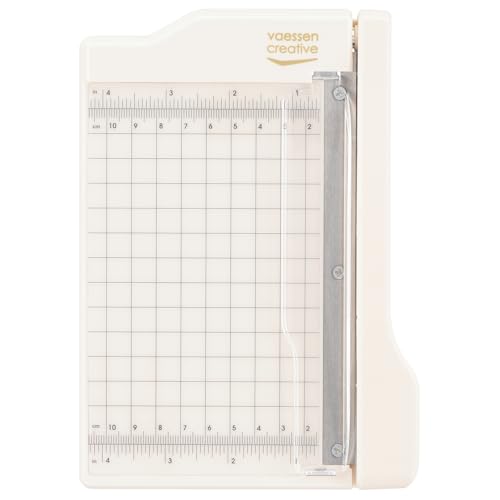 Vaessen Creative Mini Guillotina Trim Easy, 4 x 6 Pulgadas, Cortadora para Cortar Papel, Cartulina, Goma Eva, Fieltro, Hojas de Corcho y Otros Materiales de Manualidades, Blanco, 10 x 15 cm