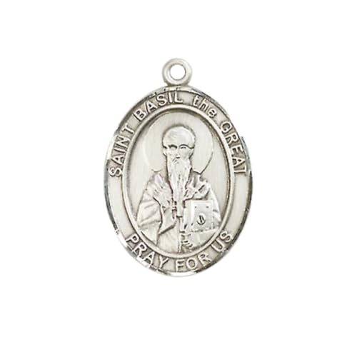 Medium Men's .925 Sterling Silver Saint Basil the Great Medal Pendant on 24 Inch Chain and Gift Box, Catholic Religious Necklace -Made in USA2