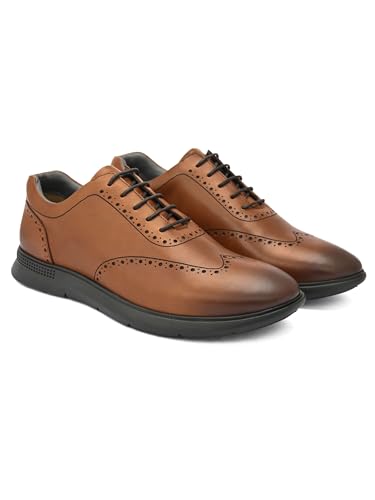 Image of San Frissco Mens Formal Shoes Textured Lace Up Brogues /Soft Cushioned Footbed with TPR Sole /Stylish, Comfortable, Trendy, Party, Outdoor Shoes for Office & College