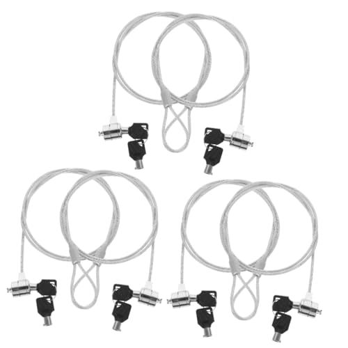 Tofficu 6 Juegos Candado para Portátil con Llave Cable de Seguridad Antirrobo Reforzado Kit de Unidades para Protección de Computadoras y Tablets