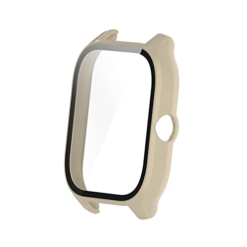 LICHIFIT Amazfit GTS4用保護ケース カバー PCフレーム 強化ガラスフィルム 一体型 スマートウォッチカバー 脱着簡単 耐衝撃 傷防止軽量 おしゃれ アクセサリー (ベージュ)