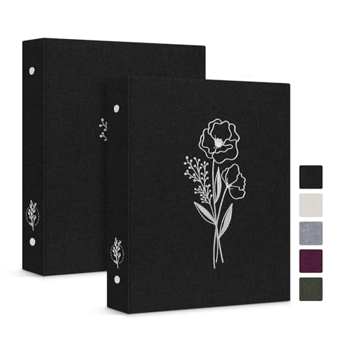 Lanpn Aesthetic A5 6 Ring Binder 2 Packs, Linen Hardcover 0.75 inch Small Round Rings Photocard Folder Holder Planner Fits A5 Paper for Office School Journaling Collections (Black)