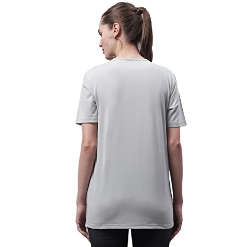 Image of Mack Jonney Women Round Neck Cotton Solid Regular Fit T-Shirt-T Anthraa 001-P
