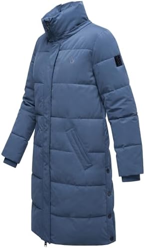 Navahoo Winterjas voor dames, warme gewatteerd wintermantel met hoge kraag en afneembare capuchon Wintertanz 14 S-3XL, Donkerblauw, XL