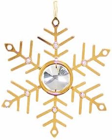 24k Gold Small Snowflake Ornament - Clear Mascot Crystal