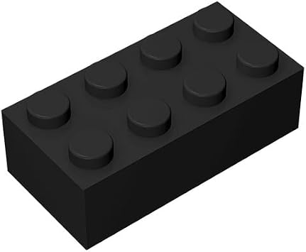 Classic Bulk Brick Block 2x4, Building Brick Black, Compatible with Lego Parts and Pieces 3001, Creative Play Set - Compatible with Major BrandsColourBlack