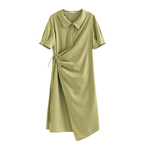 Robe d'été Haitpant asymétrique : sublimez vos formes avec ce col polo fluide vert clair