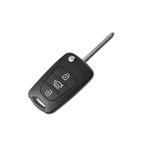 1neiSmartech Guscio E Lama Estraibile Per Telecomando 3 Tasti, Ricambio Compatibile Per Chiave Auto Hyundai I20 i30 I35 IX20 IX35, Con Pulsante Centrale"Hold" (Guscio + Lama + Copripulsanti)