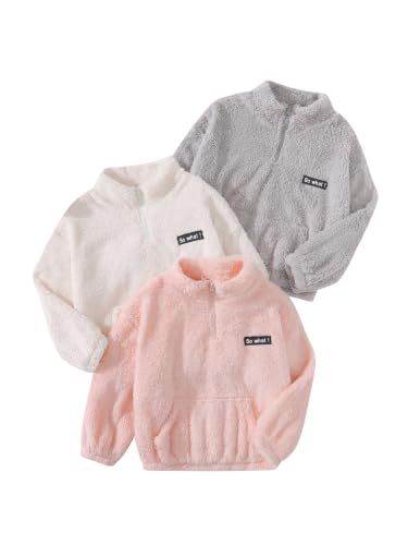 Image of Girls Sweatshirts Quarter-zip Sherpa Fleece Pullover Fuzzy Jacket