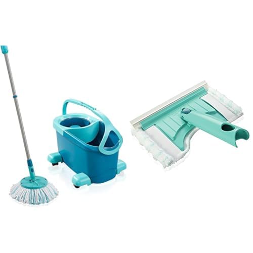 Set Nettoyage Leifheit Clean Twist - Serpillière Microfibre, Seau Essoreur, Chariot Roulettes - Pratique Et Efficace